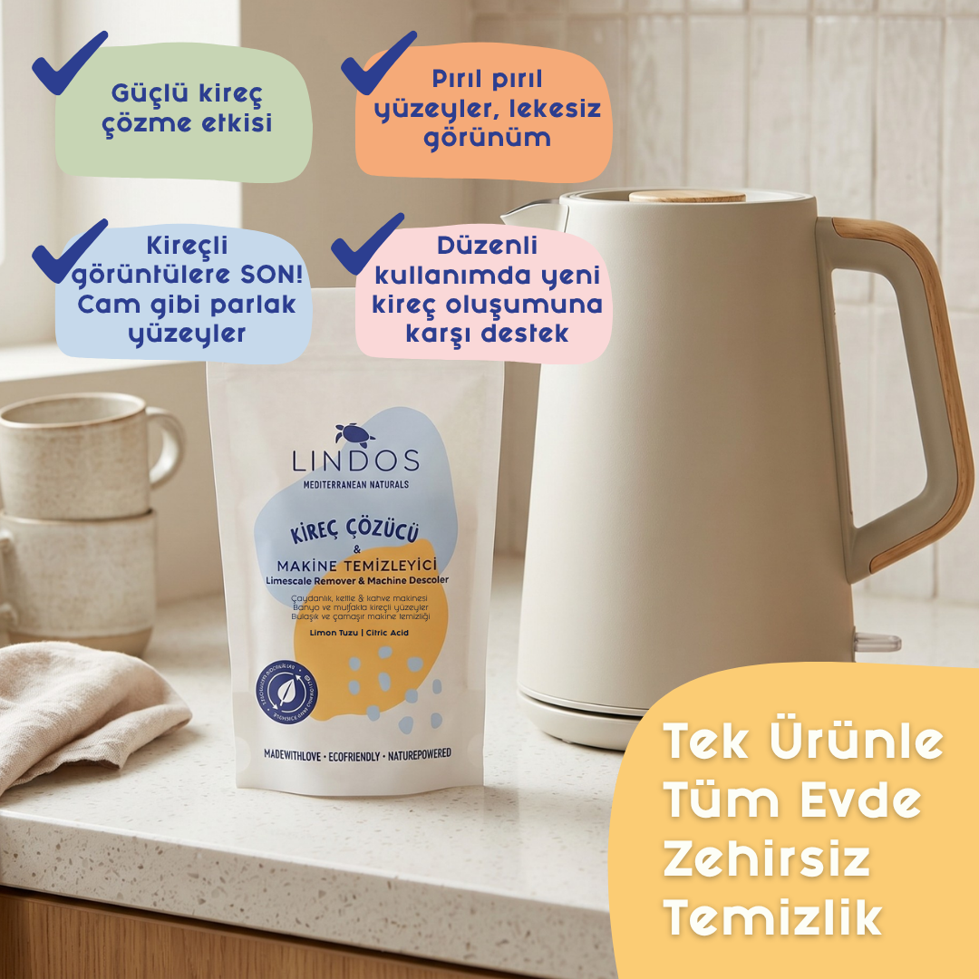 Doğal Kireç Çözücü Çamaşır ve Bulaşık Makinesi Temizleyici