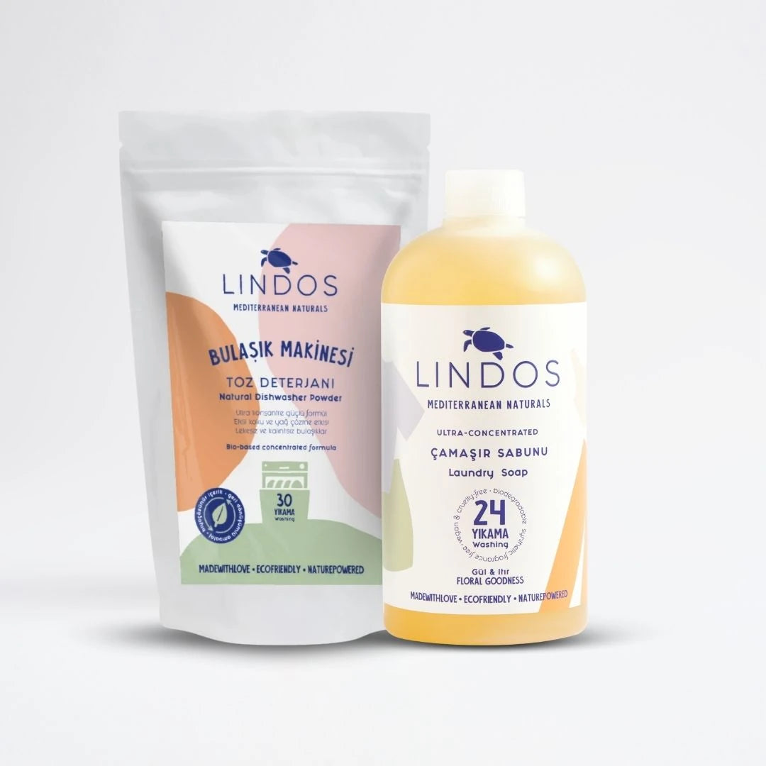 Lindos Naturals Çamaşır ve Bulaşık Tanışma Seti – Bitkisel bazlı doğal çamaşır deterjanı ve bulaşık deterjanı içeren avantajlı tanışma seti