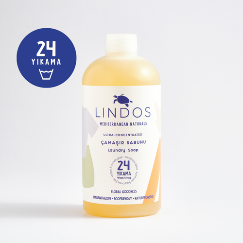 Lindos Naturals Doğal Çamaşır Deterjanı Bitkisel Sabun - Itır & Lavanta 600 ml – Bitkisel bazlı, zararlı kimyasal içermeyen konsantre çamaşır deterjanı
