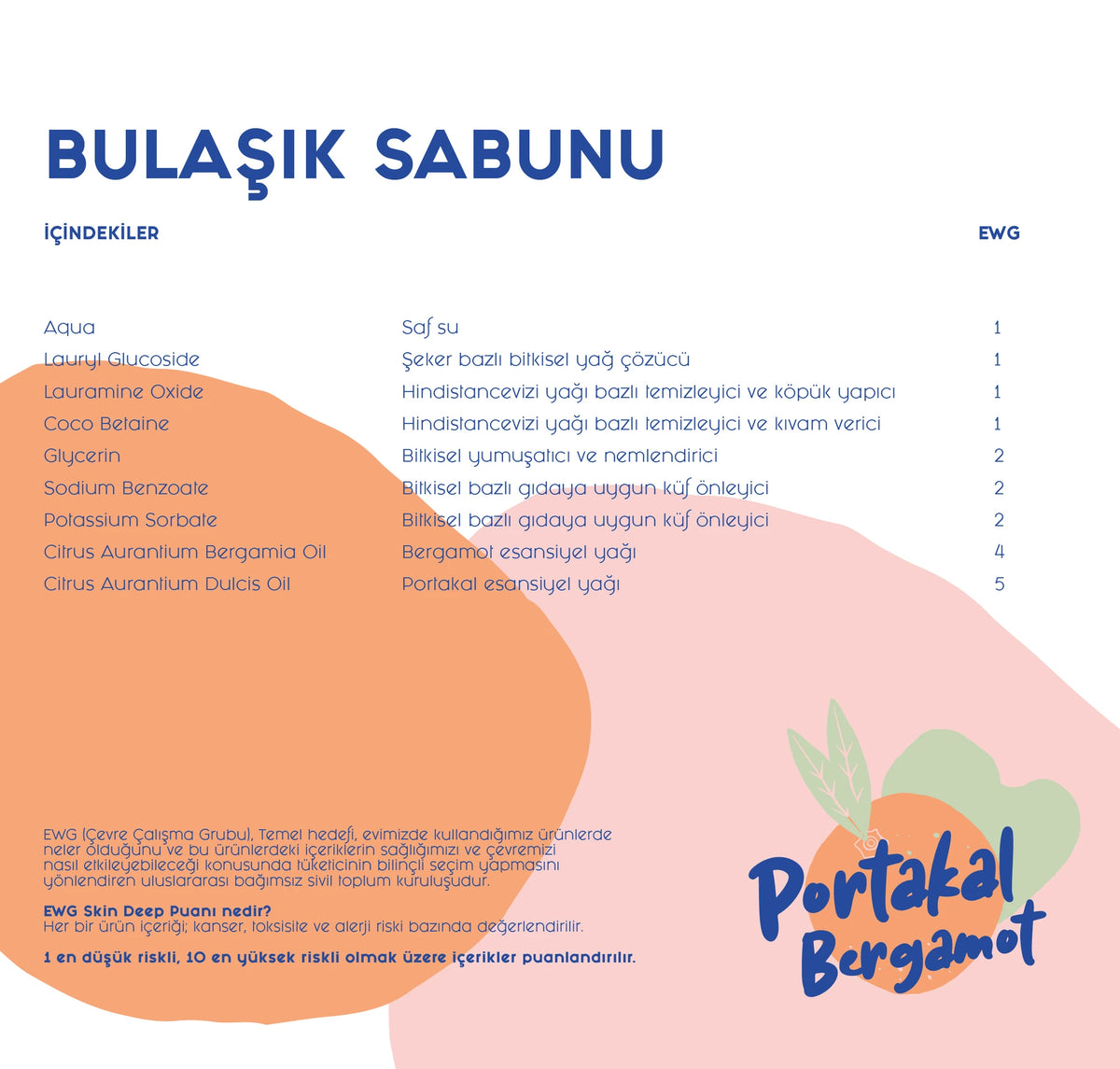 Doğal Elde Bulaşık Deterjanı Bitkisel Sabun - Portakal & Bergamot 5 lt