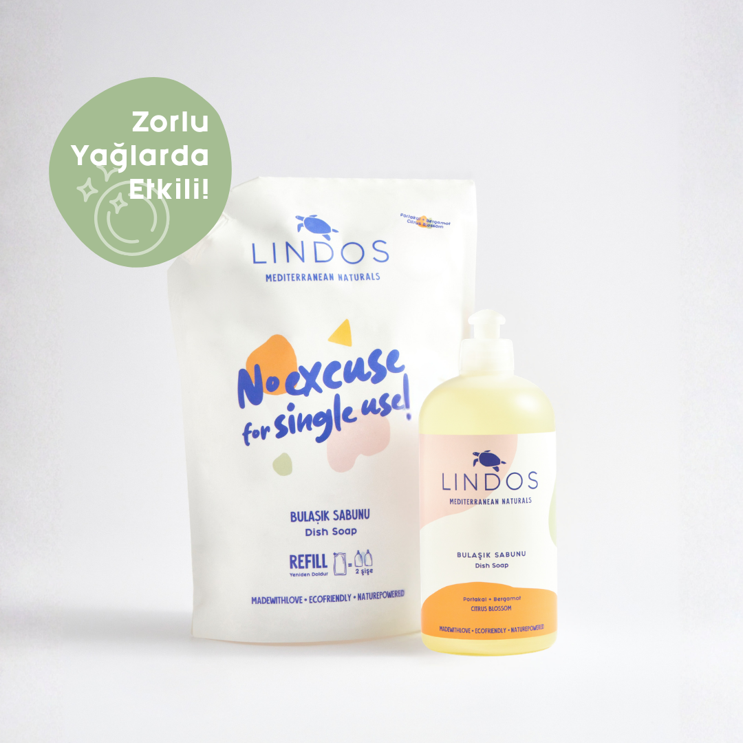 Lindos Naturals Doğal Elde Bulaşık Deterjanı Bitkisel Sabun - 600 ml - Portakal & Bergamot – El dostane, bitkisel bazlı, yağ ve yemek kalıntılarını temizleyen konsantre sıvı deterjan