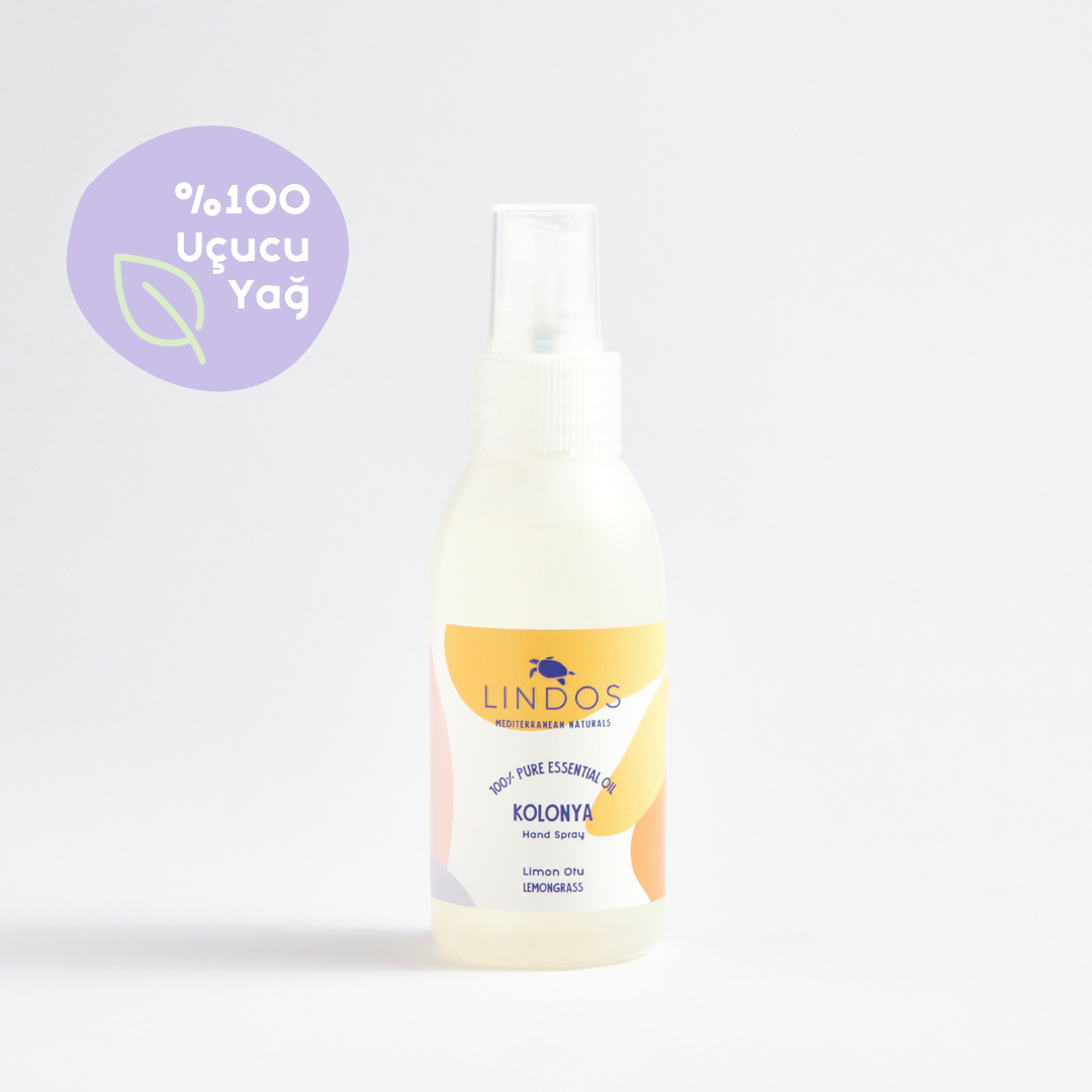 Lindos Naturals Doğal Kolonya - 100 ml - Limon Otu – Akdeniz'in %100 saf esansiyel yağları ile hazırlanmış, E vitamini ve gliserin içeren el bakım kolonyası