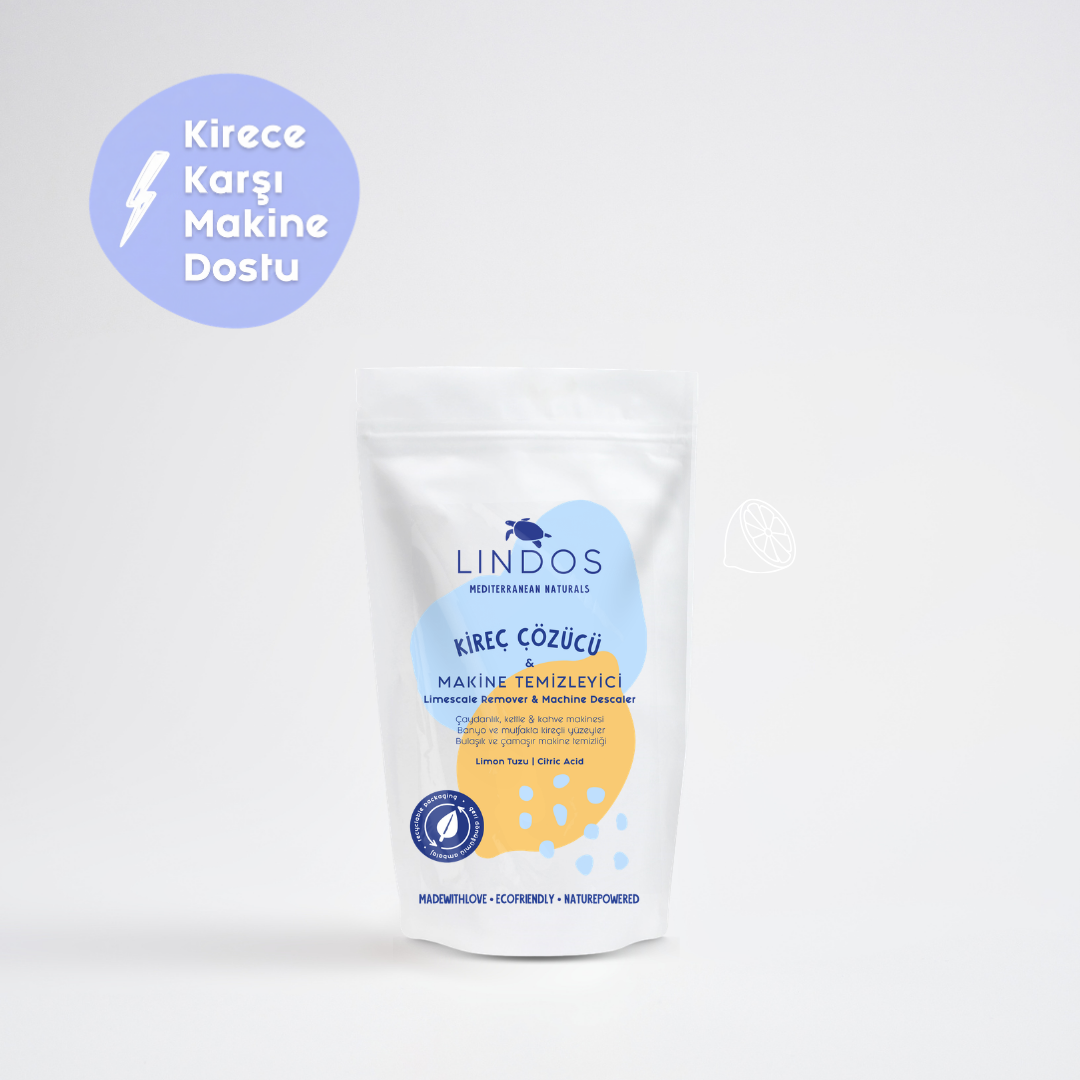 Lindos Naturals Doğal Kireç Çözücü Çamaşır ve Bulaşık Makinesi Temizleyici - 250 gr – Sitrik asit bazlı, doğal kireç ve tortu çözücü, çamaşır ve bulaşık makinesi bakım tozu
